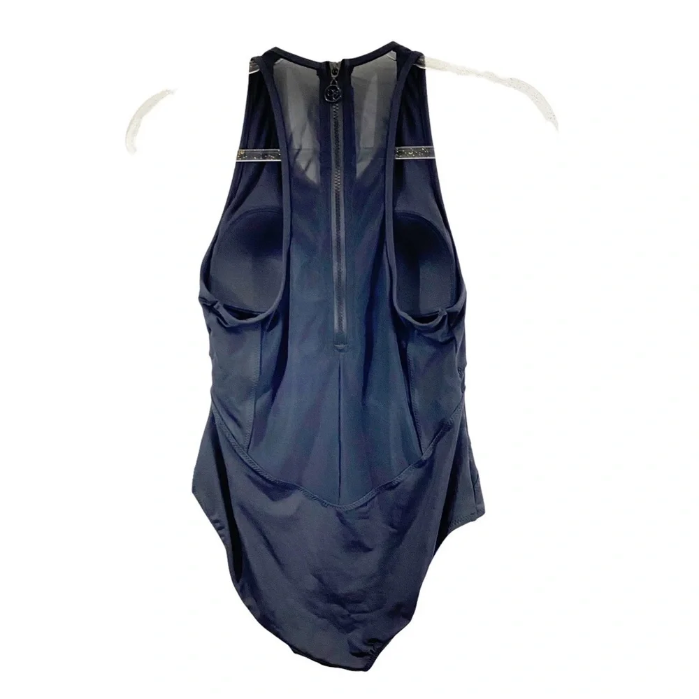 bond-eye Australia Zip Racer Back Mesh Sail Affair Swimsuit Black High Neck Sz 6